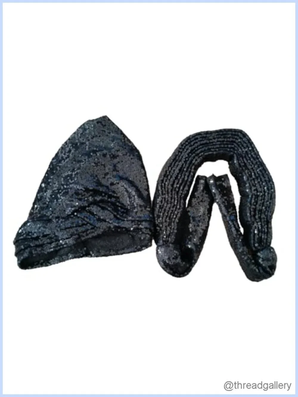 Pre-Tied African Gele Headtie Sequins Shiny Party Headwrap Polyester
